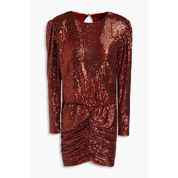 Retrofete Dresses & Skirts - Retrofete NWT Flynn Ruched Sequin Tulle Mini Dress in Copper Size M